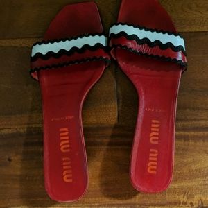 Miu Miu Red and White Sandals